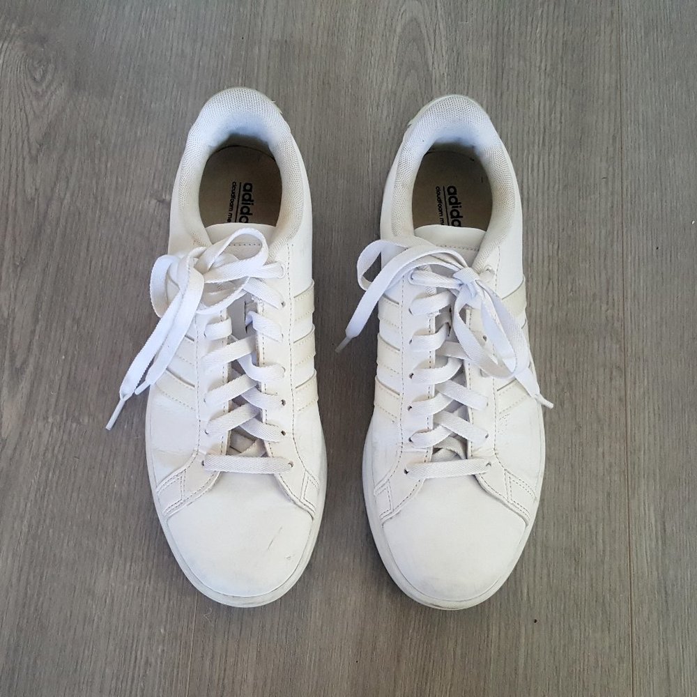 White Adidas Superstars with Pearlescent Accents